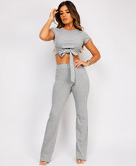 Crop-Tie-Top-Flare-Trousers-Rib-Loungewear-Set-Grey-3