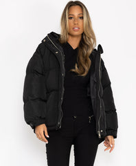 Black-Padded-Quilted-Oversized-Puffer-Duvet-Hooded-Jacket-4