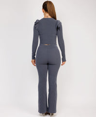 Ribbed-Frilled-Long-Sleeve-Skinny-Flare-Set-Airforce