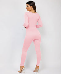 Baby Pink-Elastic-Ribbed-Long-Sleeve-Jumpsuit-9