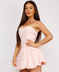 Laced-Corset-Bandeau-Puffball Mini-Dress-Baby Pink-4