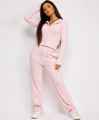 Ribbed-Button-Up-Cardigan-Straight-Leg-Trousers-Set-Baby-Pink-1