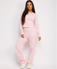 Ribbed-Button-Up-Cardigan-Straight-Leg-Trousers-Set-Baby-Pink-2