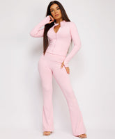 Long-Sleeve-Sport-Jacket-Flare-Leggings-Baby Pink-1