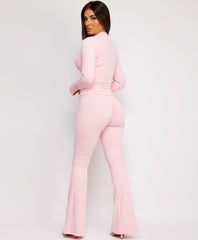 Long-Sleeve-Sport-Jacket-Flare-Leggings-Baby Pink-2