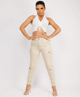 Ruffle-Shoulder-Sleeve-Ribbed-Set-Beige-3