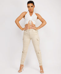 Ruffle-Shoulder-Sleeve-Ribbed-Set-Beige-3