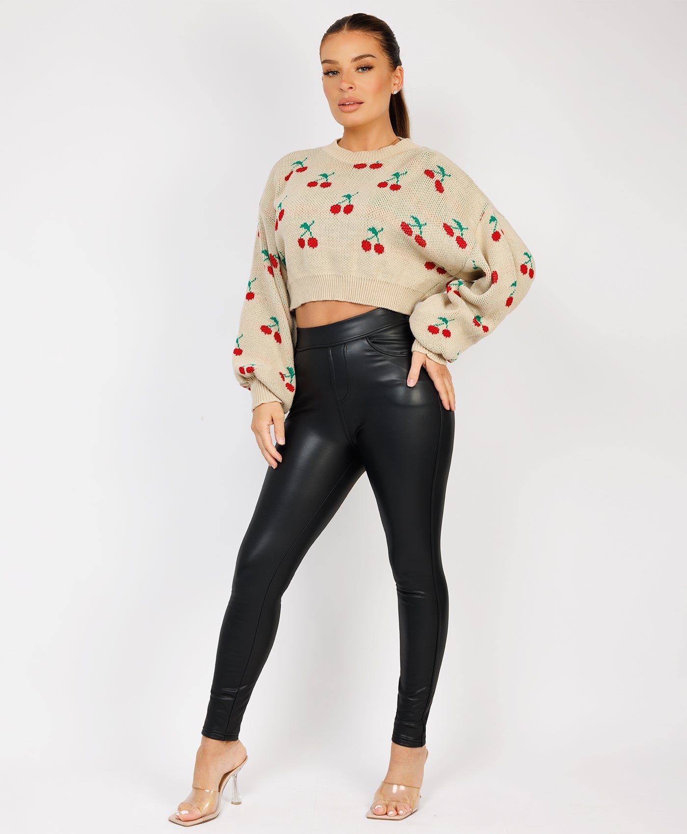 Cherry-Cropped-Knitted-Jumper-Beige-1