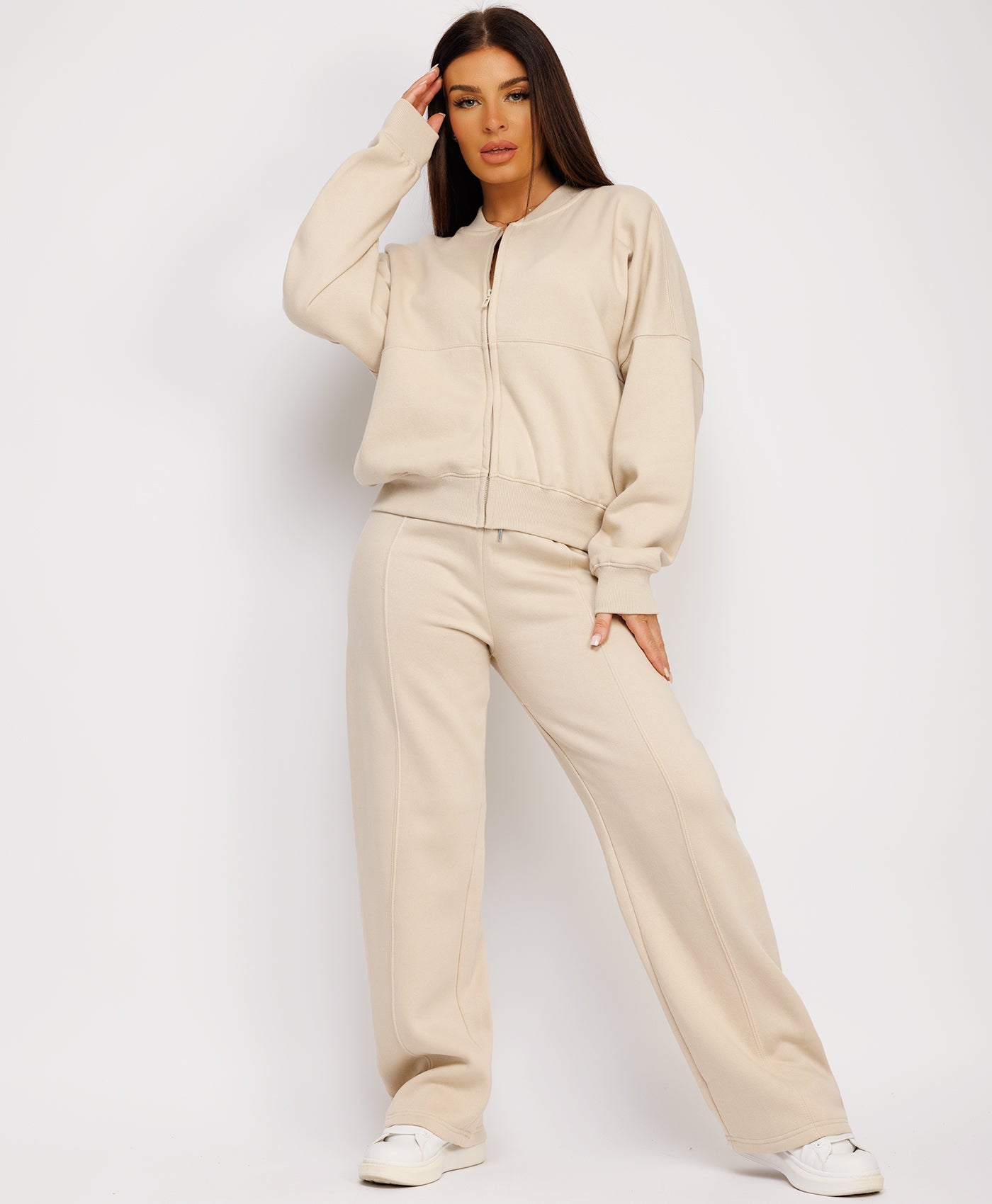 Fleece-Bomber-Wide-Leg-Trousers-Tracksuit-Beige-1