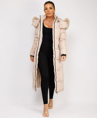 Longline-Duvet-Puffer-Coat-Biege-1