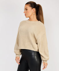 Oversized-Cropped-Knitted-Jumper-Beige-3
