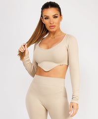 Beige-Ribbed-Asymmetric-Hem-Loungewear-Set7