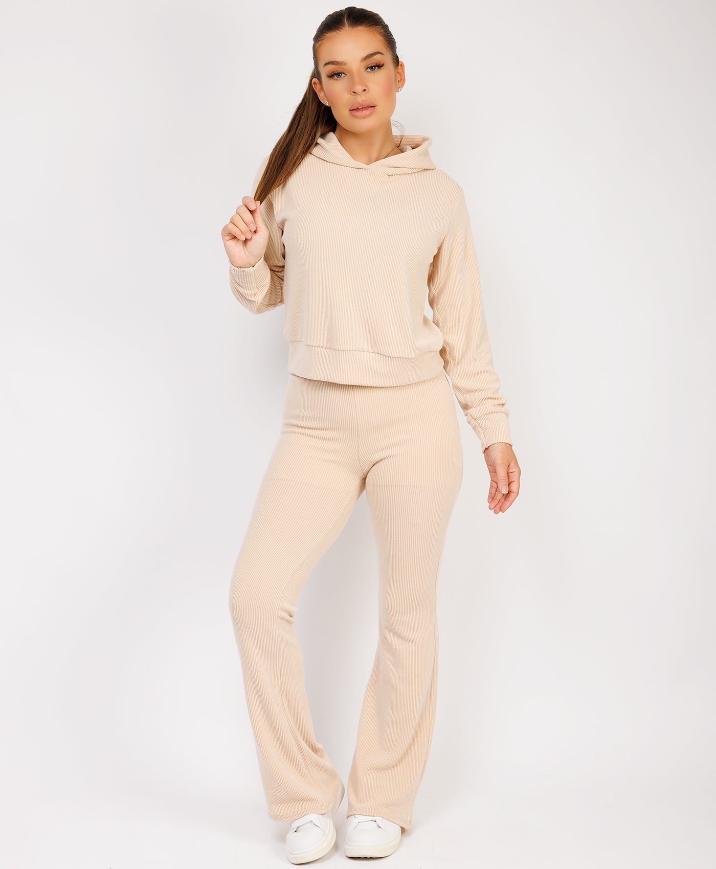 Ribbed-Hoody-Skinny-Flare-Set-Beige-3