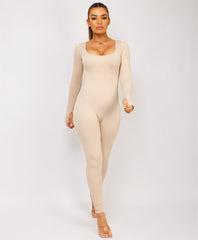 Beige-Elastic-Ribbed-Long-Sleeve-Butt-Lift-Jumpsuit8