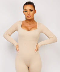 Beige-Elastic-Ribbed-Long-Sleeve-Butt-Lift-Jumpsuit9