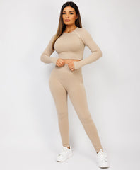 Beige-Ribbed-Asymmetric-Hem-Loungewear-Set8