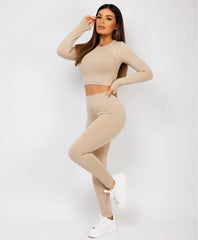 Beige-Ribbed-Asymmetric-Hem-Loungewear-Set6