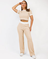 Satin-Puff-Sleeve-Ribbed-Set-Beige-3