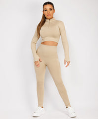 Beige-Zipped-Neck-Ribbed-Activewear-9
