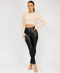 Long-Sleeve-Cropped-Cable-Knit-Sweater-Beige-2