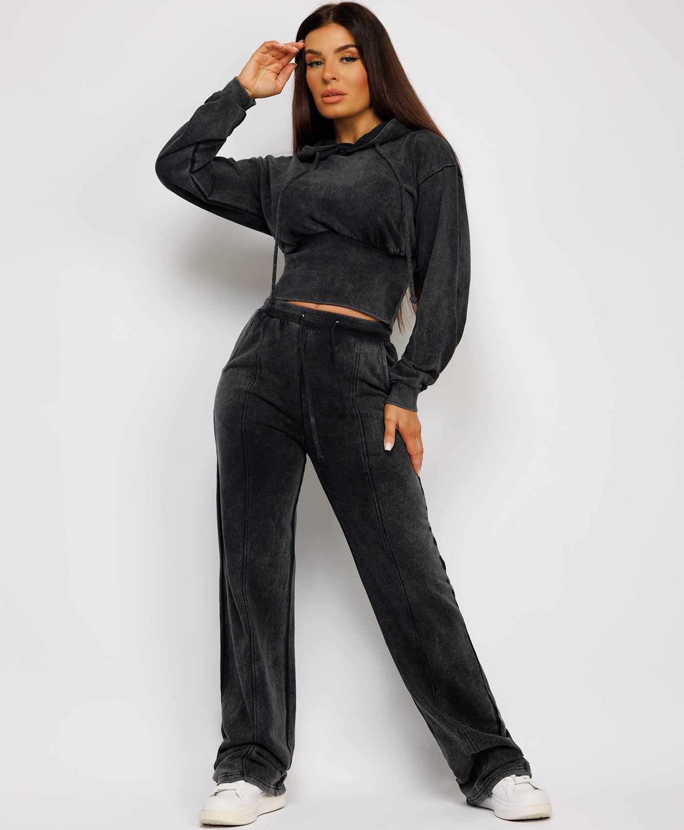 Acid-Wash-Ribbed-High-Hem-Hoodie-Lined-Straight-Joggers-Charcoal-Grey-1