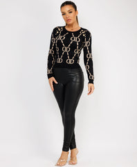 Ruffle-Shoulder-Sleeve-Ribbed-Set-Black Beige-4