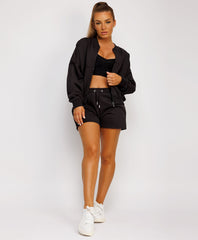 Bomber-Zip-Top-Matching-High-Waisted-Shorts-Black-2