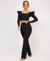 Satin-Puff-Sleeve-Ribbed-Set-Black-2