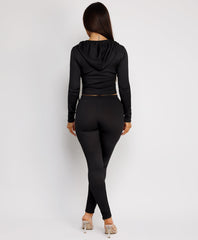 Gold-Zip-Ribbed-Cropped-Hoodie-And-Slim-Joggers-Set-Black-4