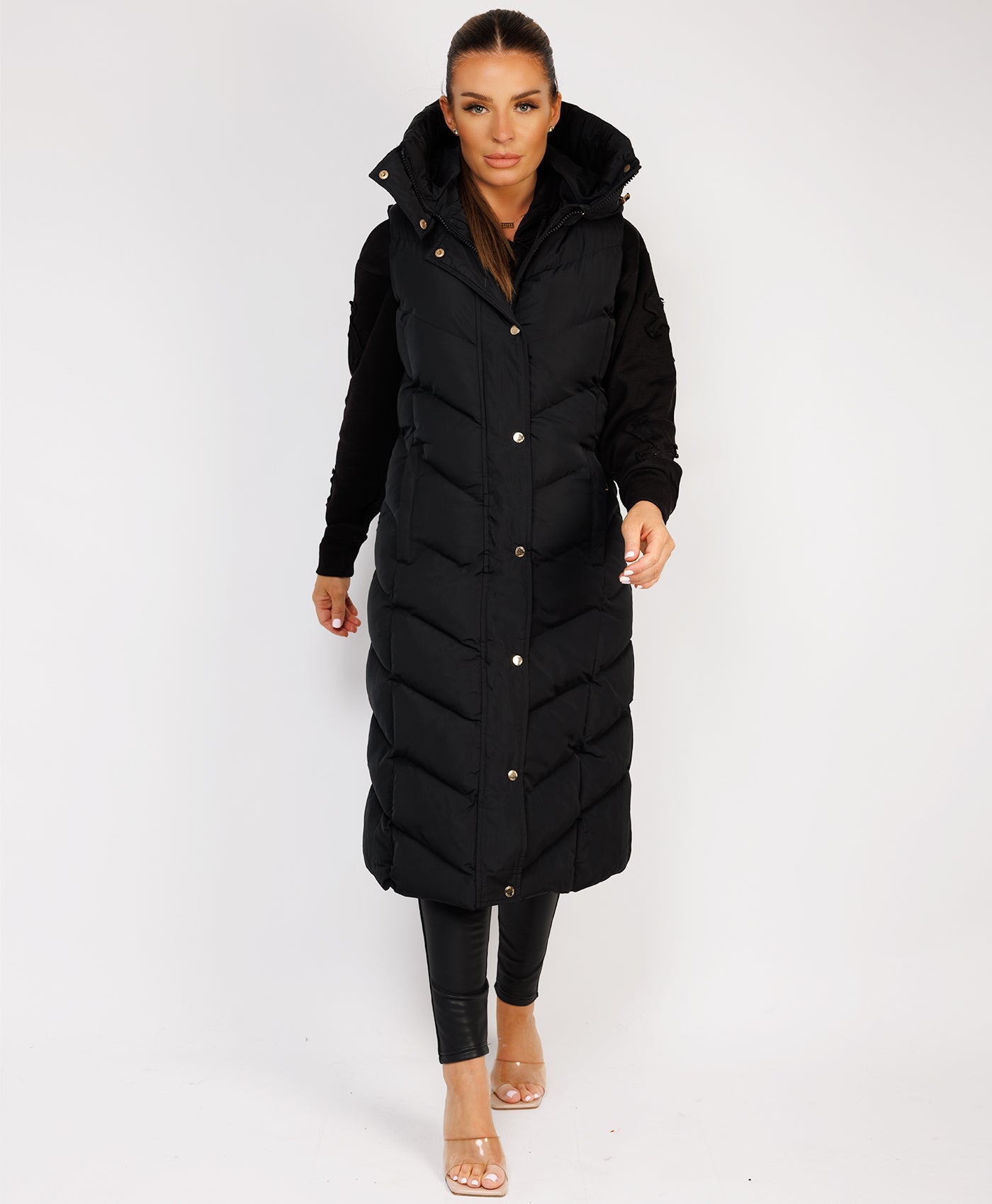 Longline-Chevron-Padded-Gilet-Bodywarmer-Black-1