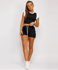 Ribbed-Cropped-T-Shirt-Frill-Short-Black-1