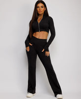 Ribbed-Cropped-Double-Zipped-Flare-Tracksuit-Black-1