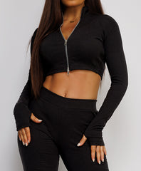 Ribbed-Cropped-Double-Zipped-Flare-Tracksuit-Black-4