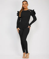 Satin-Puff-Sleeve-Ribbed-Set-Black-3