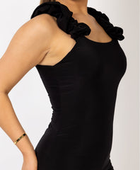 Satin-Puff-Sleeve-Ribbed-Set-Black-1