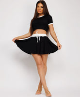 Ribbed-Cropped-T-Shirt-Flare-Skort-Black-1