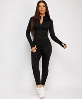 Long-Sleeve-Sport-Jacket-Tight-Leggings-Black-1