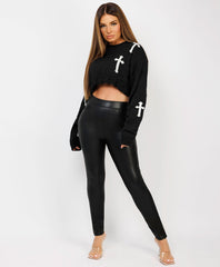 Cross-Pattern-Oversized-Cropped-Knitted-Jumper-Black-2
