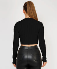 Long-Sleeve-Cropped-Cable-Knit-Sweater-Black-4