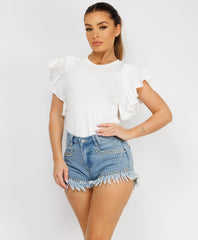 Ruffle-Shoulder-Sleeve-Ribbed-Set-Blue-3