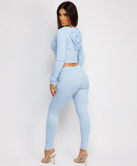 Gold-Zip-Ribbed-Cropped-Hoodie-And-Slim-Joggers-Set-Sky Blue-4