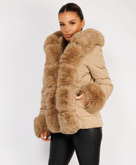 Camel-Premium-Faux-Fur-Tiered-Jacket-Coat-4