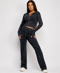 Acid-Wash-Double-Zipped-Hooded-Flare-Charcoal-1