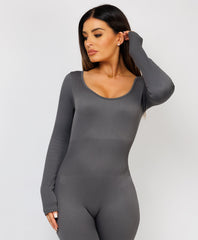 Charcoal-Grey-Elastic-Ribbed-Long-Sleeve-Jumpsuit-7