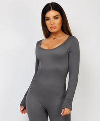Charcoal-Grey-Elastic-Ribbed-Long-Sleeve-Jumpsuit-9