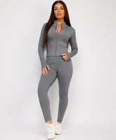 Long-Sleeve-Sport-Jacket-Tight-Leggings-Charcoal Grey-1