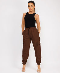 Ruffle-Shoulder-Sleeve-Ribbed-Set-Chocolate-Brown-3