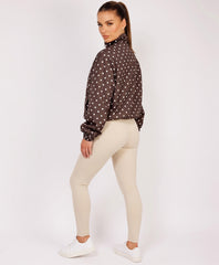 Chocolate Polka Dot Print Windbreaker Jacket