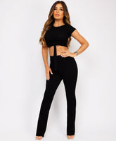 Crop-Tie-Top-Flare-Trousers-Rib-Loungewear-Set-Black-1
