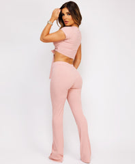 Crop-Tie-Top-Flare-Trousers-Rib-Loungewear-Set-Pink-4